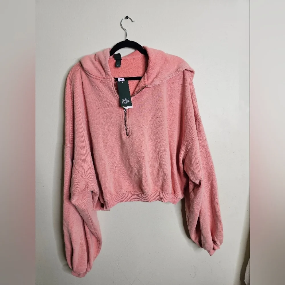 Wild Fable Women's Quarter Zip Hoodie Sweatshirt Oversized Coral Orange - Picture 4 of 7